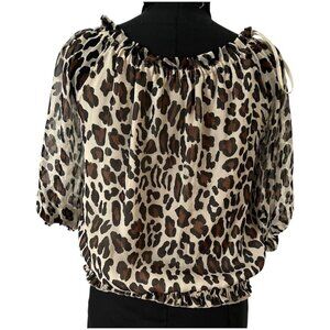 Macys Inc International Concepts Lined Bubble Top Animal Print Sz 8